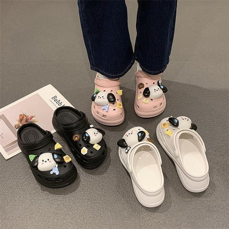 Crocs women's ins trendy summer thick sole high heels nurse baotou half drag cute outwear stepping on shit feeling beach sandals