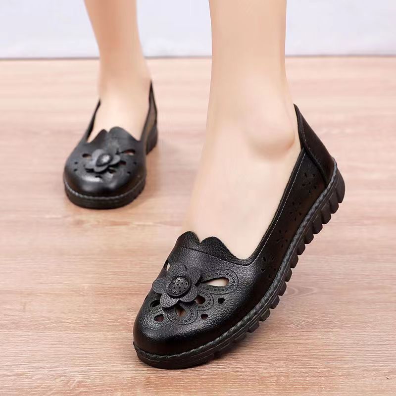 Soft leather soft bottom ladieswear shoes flatsabrasion resistantwaterproofbows work shoes wechat group purchase live broadcast one piece dropshipping