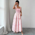 new arrival: sexy spaghetti strap, cinched waist, slit dress