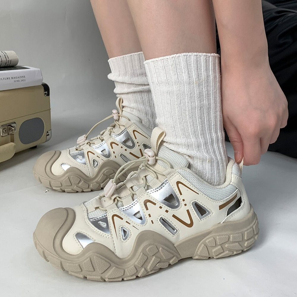 Fashionable outdoor hollow-out casual shoes for women, 2026 summer new collection, chunky sneakers, running shoes, hiking shoes, dad shoes