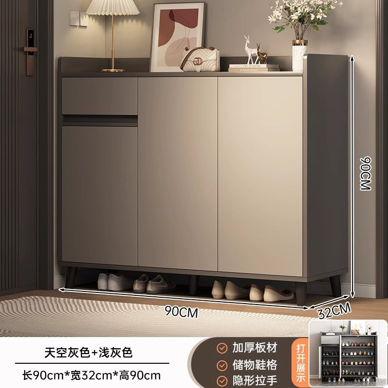 Shoe cabinet household door storage cabinet integrated against the wall simple door porch cabinet locker solid wood legs home shoe rack