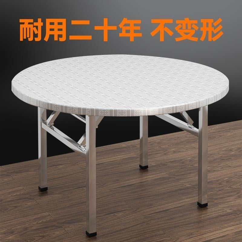 Extra-thick stainless steel folding round table - ideal for bbq, food stalls, rural dining, commercial restaurants, and outdoor seating