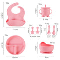 Silicone kids' meal set: baby food training suction bowl, food-grade fork and spoon, feeding utensils for babies