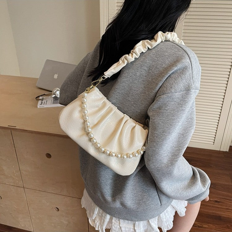 Cross-border large-capacity bag women's summer 2025 new casual messenger bag Korean version single shoulder underarm pleated cloud bag