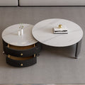 Sintered stone minimalist luxury living room coffee table - modern cream style rotating mobile round coffee table for small apartments