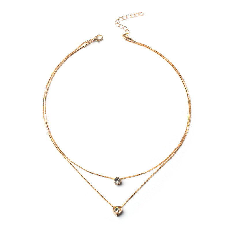 Wholesale alloy necklaces: hot-selling european and american cross-border fashion jewelry - trendy multi-layer heart & teardrop pendants, vintage women's choker necklaces