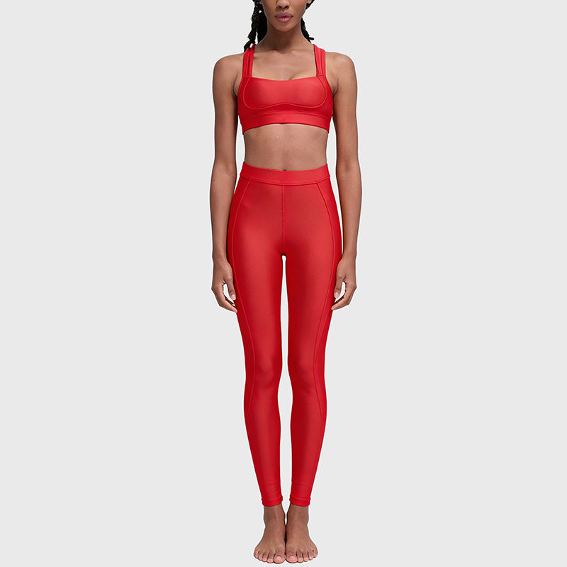 new arrival yoga clothes high waist hip lift tummy control slimming look sling beautiful back running sports intimates bra suit for women