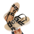 Exportplus sizenew arrival one-word metal buckle thick sole sandals women's cross-border open toe lightweight beach sandals  wholesale