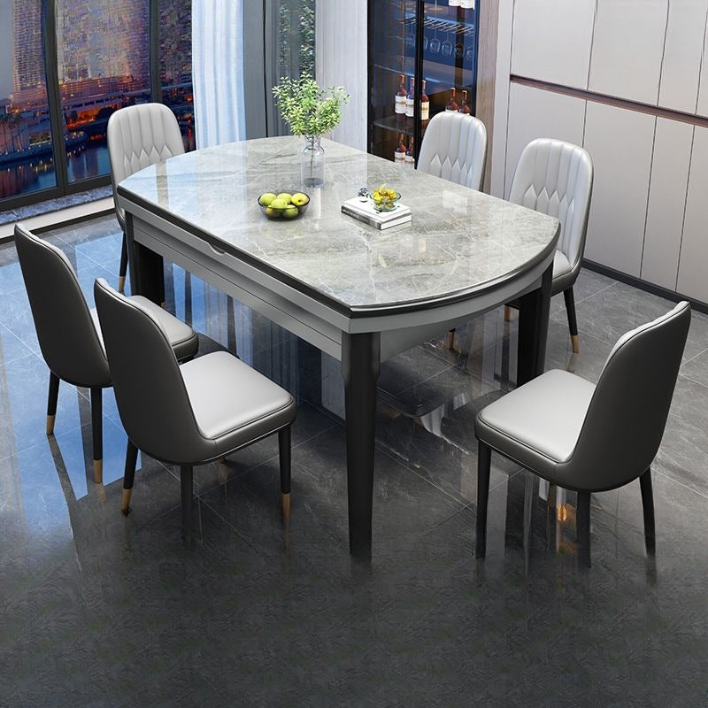 Rock slab dining table and chair combination modern casualaccessible luxury dining table for home dining table small apartment telescopic foldable round table