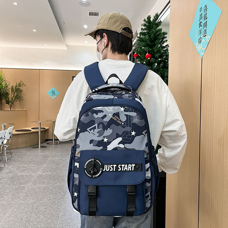 New small camouflage large-capacity schoolbag, junior high school student fashion backpack, outdoor lightweight Mori backpack, computer bag