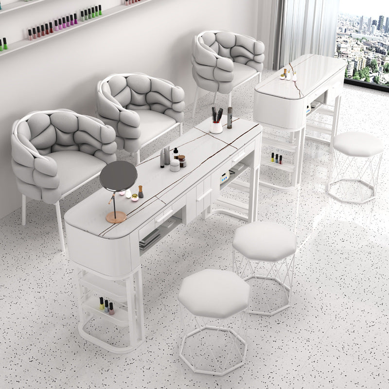 Cream style manicure table and chair set combination marble single double manicure table Japanese Internet celebrity light luxury nail salon