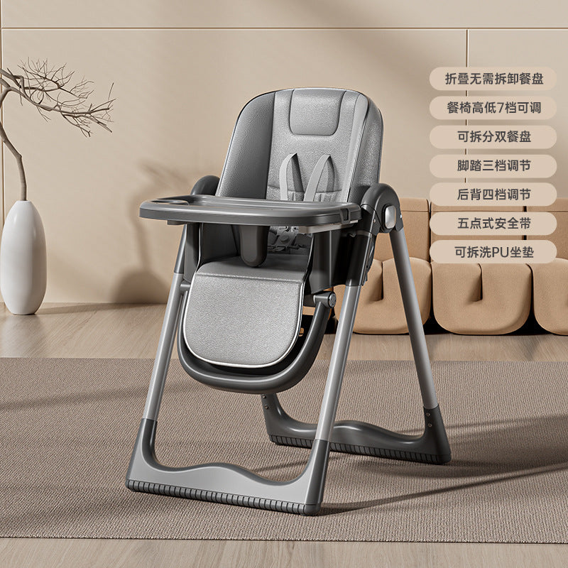 Baby Dining Chair Children's Multifunctional Foldable Adjustable Sitting and Lying Home Baby Seat Double-layer Dining Plate