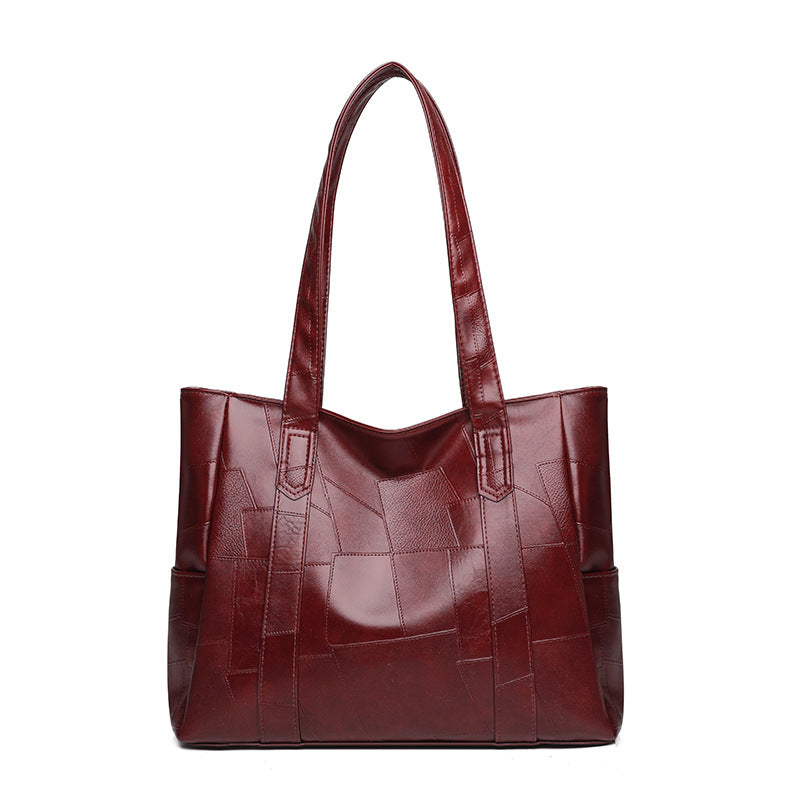 2025 new fashion large capacity women's shoulder bag pu leather tote bag simple versatile crossbody bag - cross-border