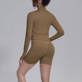 New seamless solid color high-waisted workout set - four-piece yoga, running & fitness apparel