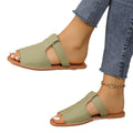 European and american plus size open-toe flat sandals - women's summer new solid color peep-toe beach slippers -