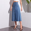 Pre-sale-20071#  cross-border women's fashion european and american ins fashion buttoned high waist denim half-length skirt