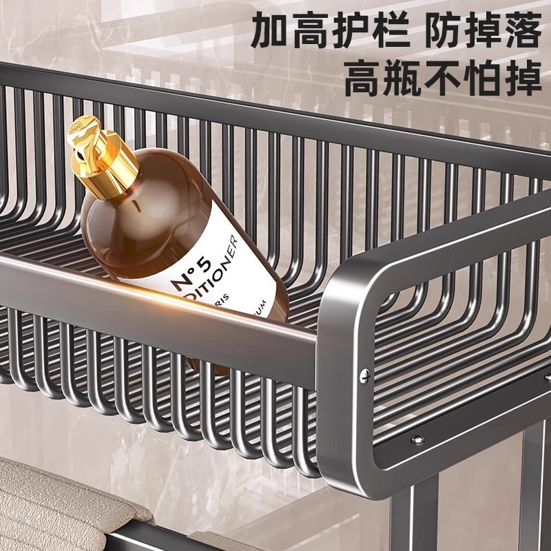 Shower room, glass door, rear shelf, no punching, bath towel rack, bathroom space aluminum towel rack, storage and hanging shelf.