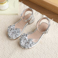 Girls' summer  princess sandals: silver crystal dress shoes for baby girls, stylish performance sandals