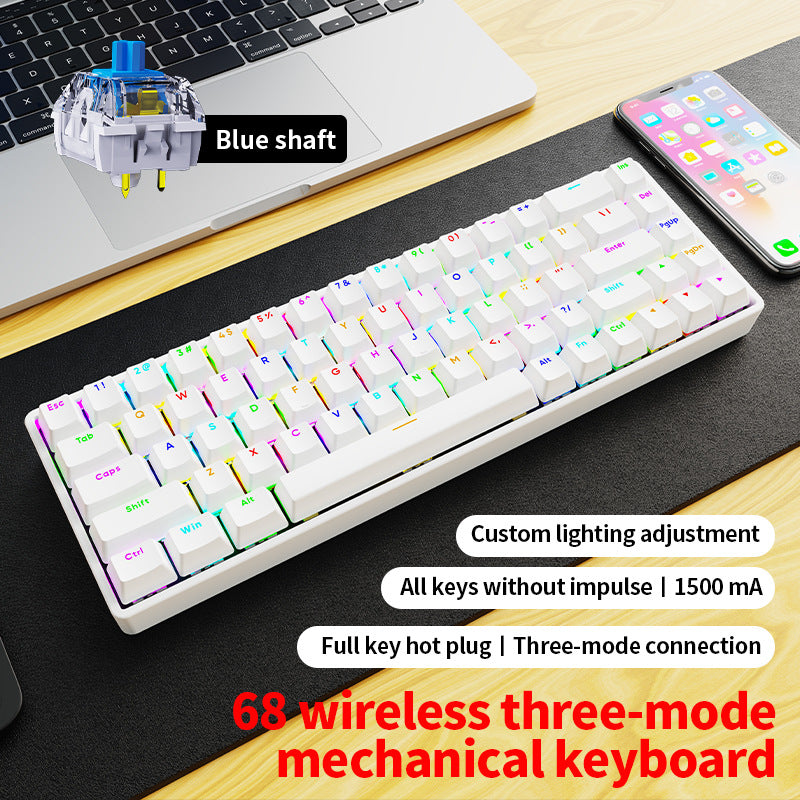 Longweishi ak68 key wireless wired bluetooth three-mode mechanical keyboard customized plug-in pbt game e-sports rgb