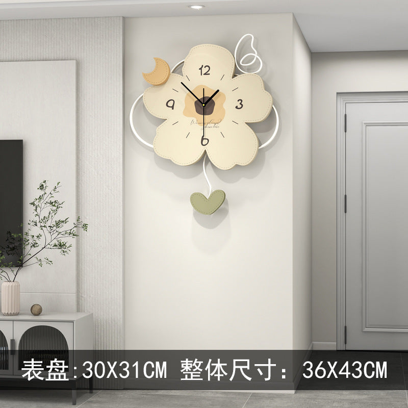 Clock wall clock living room Internet celebrity home lighting decoration home fashion creative clock wall cream wind advanced sense