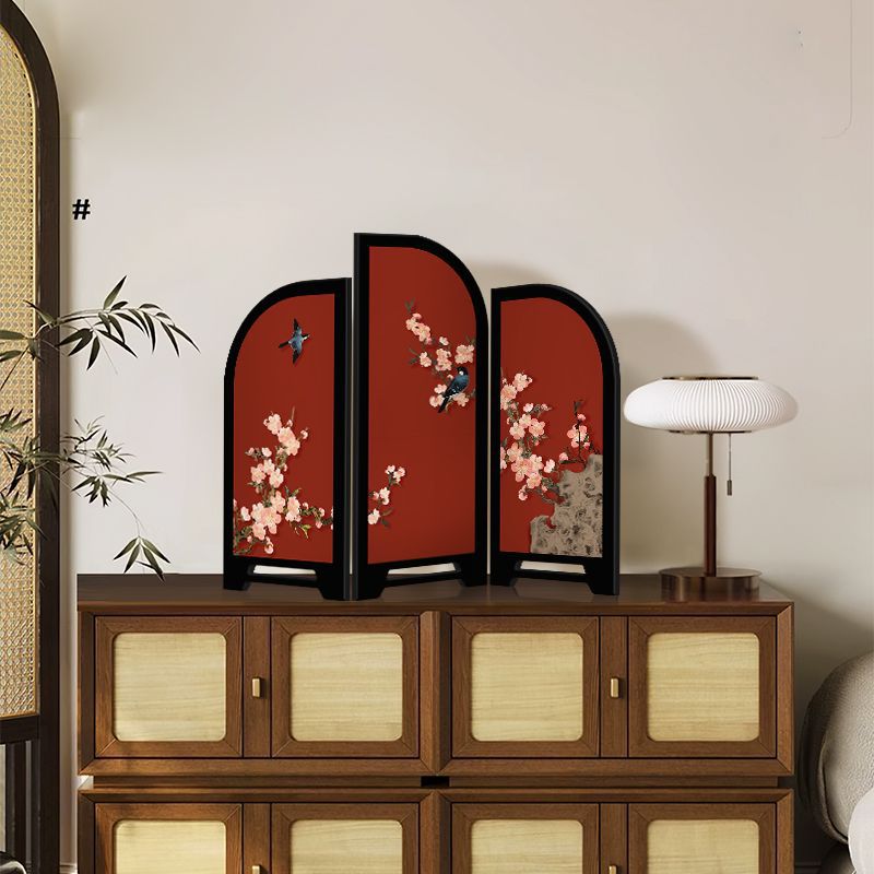 Happy eyebrow small screen red desktop ornaments new chinoiserie living room entrance high-end niche home decorations