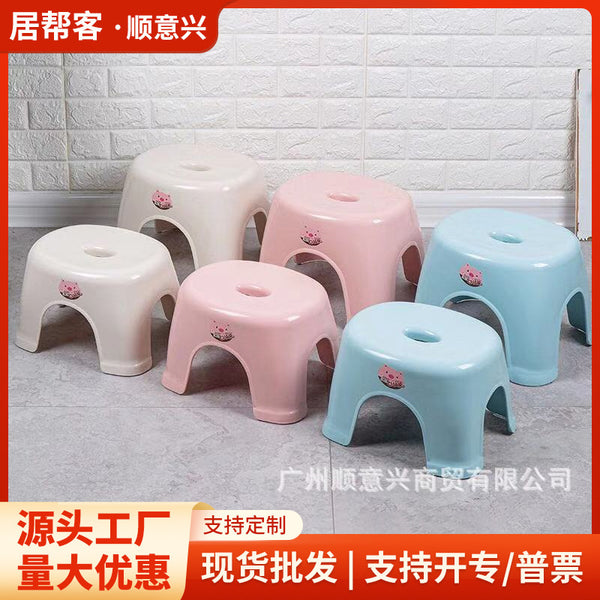 Wholesale thickened plastic small stool short adult shoe changing stool household non-slip bench children's bath bathroom low stool