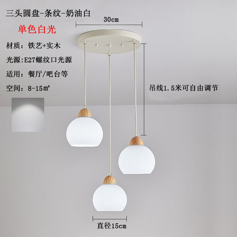 French Cream Wind Pumpkin Chandelier Designer Bar Lighting Simple Modern Creative Dining Table Art Restaurant Lights