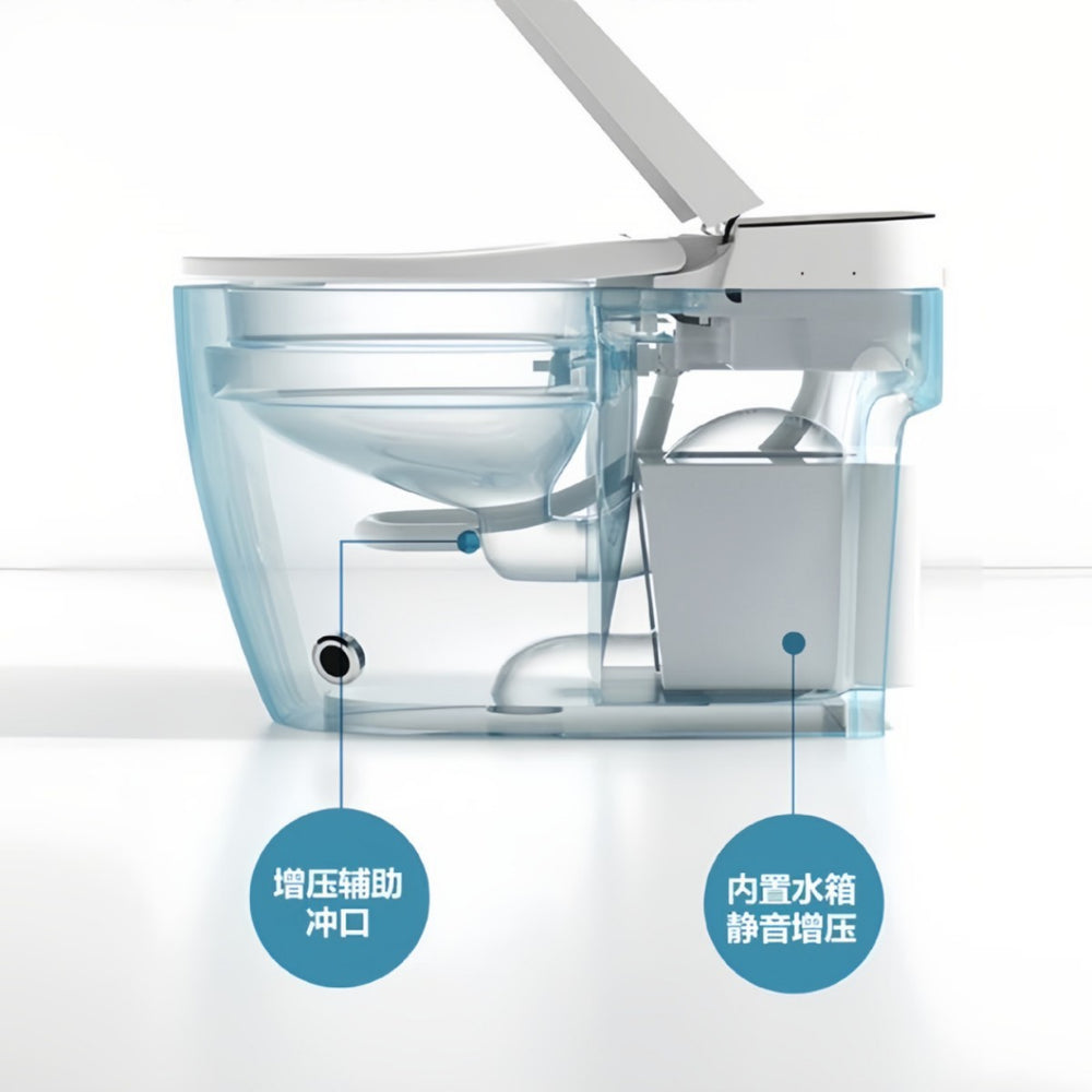 Authentic smart toilet - all-in-one, fully automatic, no water pressure limitation, voice & radar sensor activated electric toilet for home use