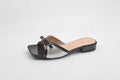 Korean-style french bow color block sandals - low heel wedge, comfortable and versatile summer women's slides - summer ready stock wholesale