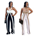 C7539 cross-border   fashion women's sexy strapless bandeau casual wide-leg jumpsuit