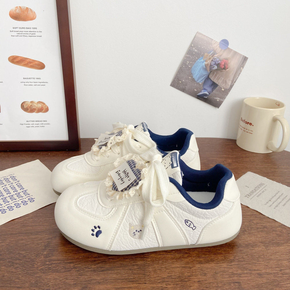 Versatile round-toe student sneakers, sweet style flat shoes, 2026 spring new collection, collegiate style color block german army trainers