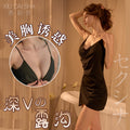 New arrivalsexy deep v pleated double-layer overlapping suspender hip-covering sexy intimates short skirt pure desire temptation hot nightgown