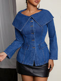fashion street style large lapel denim long sleeveseasiest for matchfashionsexystylish women's outweartrendy