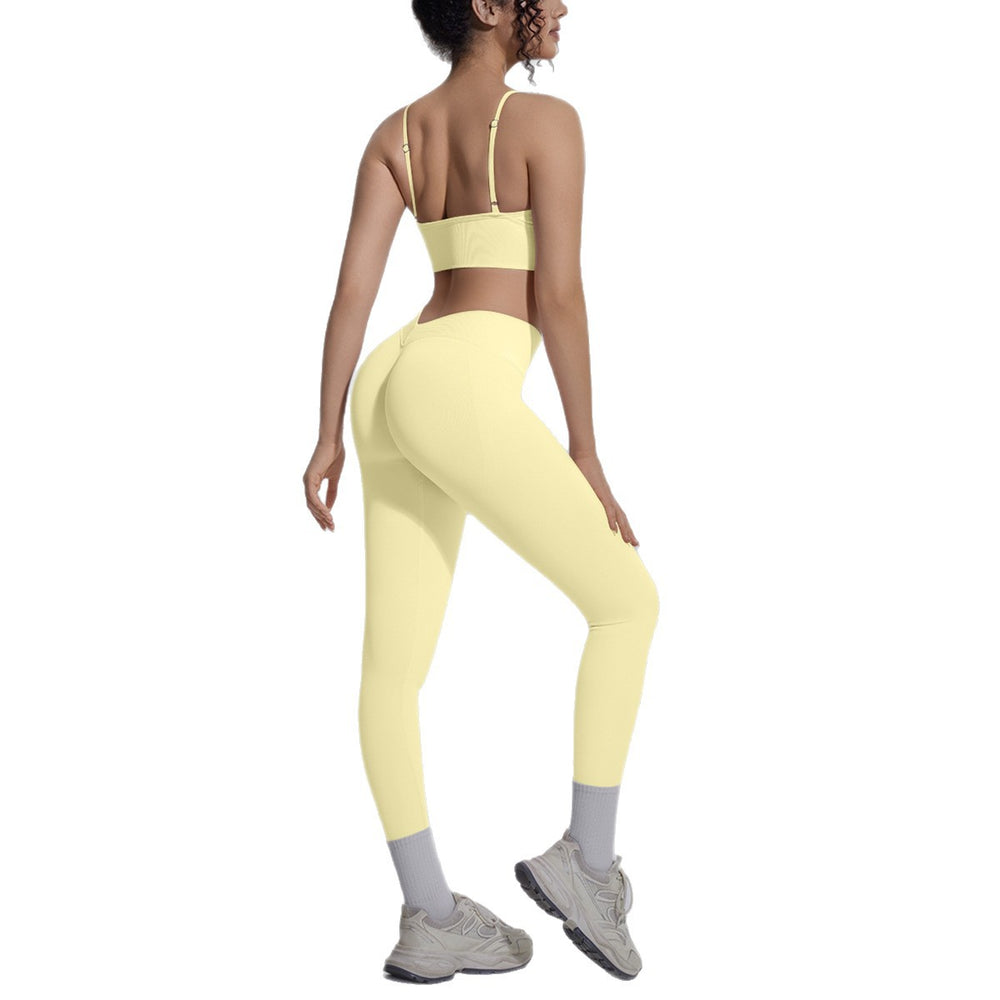 fashionsexy back sports bra suit seamless peach butt quick-drying running fitness yoga suit suit