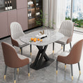 Customizable sintered stone dining table - italian style, perfect for small spaces, light luxury, high-end, minimalist modern design with cross-legged carbon steel frame
