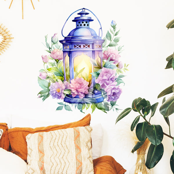 Pink flower green leaf oil lamp with ambient decal removable decorative sticker  explosive decoration wholesale