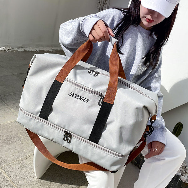 Dry and wet separation fitness bag with shoe compartment yoga sports bag Oxford cloth large capacity can be printed logo luggage