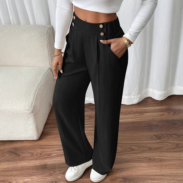 New drape floor-mopping casual pants high-waisted trousers loose temperament straight women's niche design solid color trousers