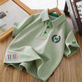 Boys' summer new arrival: preppy collar embroidered m short-sleeve polo shirt - kids' casual chic top [yh]