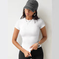 2024 amazon temu cross-border women's fashion european and american ribbed slim-fit spicy girl top solid color sports short-sleeve t-shirt