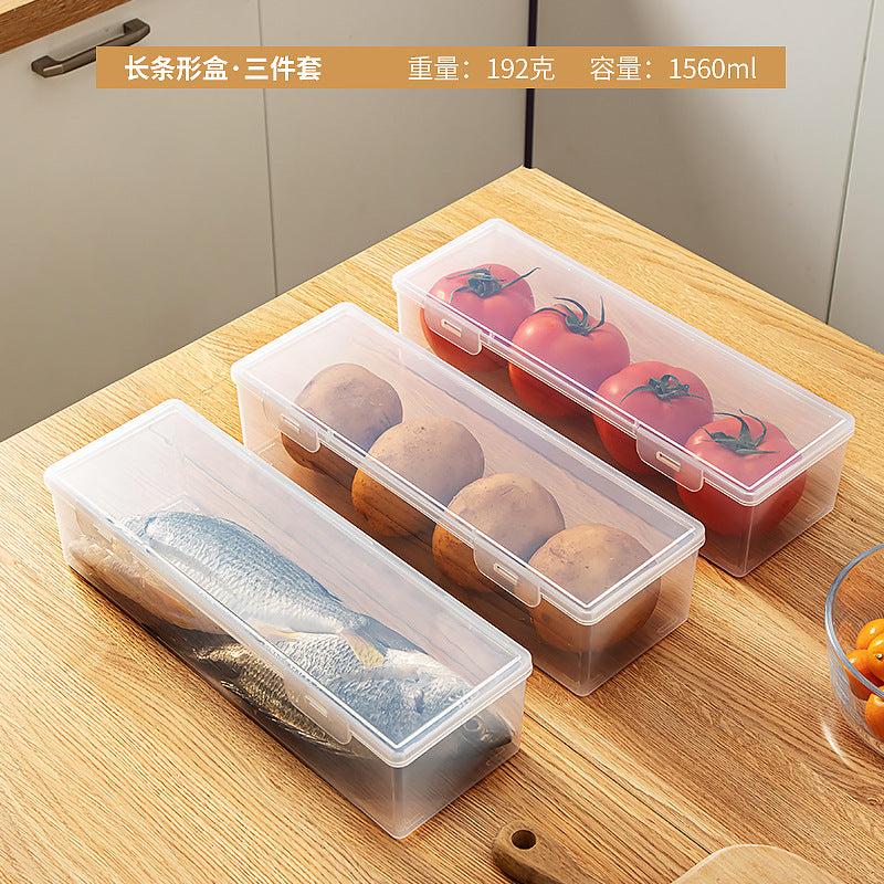 Kitchen food storage box with lid Food grade transparent sealed drain frozen fresh-keeping box Dumplings refrigerator storage box