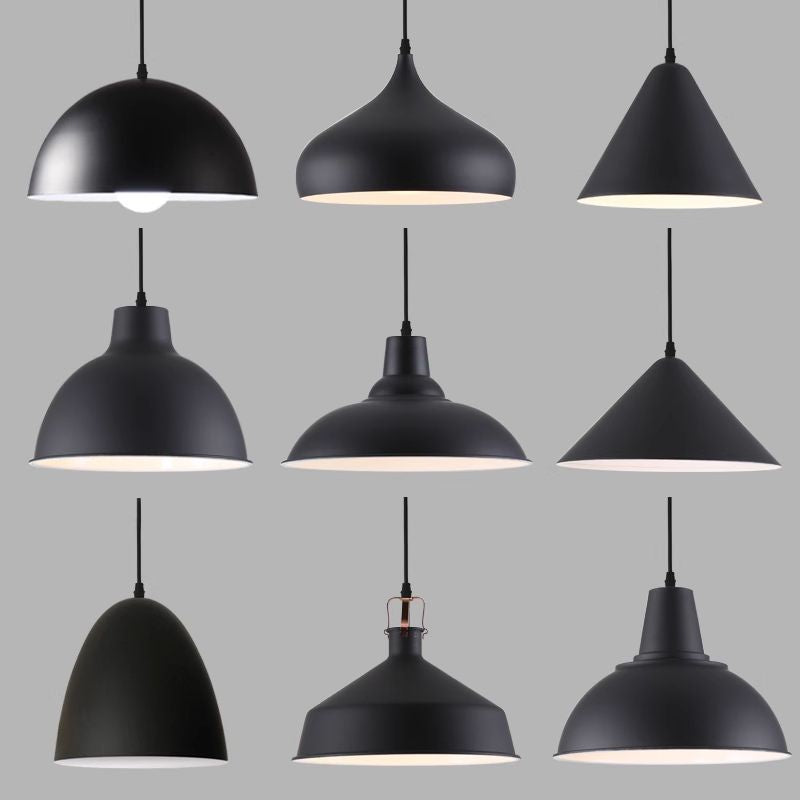 Minimalist industrial black projector light - retro creative restaurant, cafe, bubble tea shop, hot pot restaurant - unique pot lid pendant lamp
