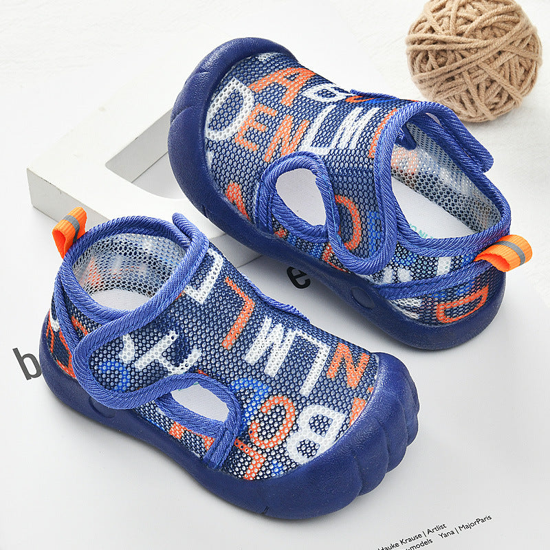 Baby sandals for boys, summer first walker shoes, 0-1-2 years old infant anti-slip soft sole mesh shoes for babies and toddlers, baby girl shoes