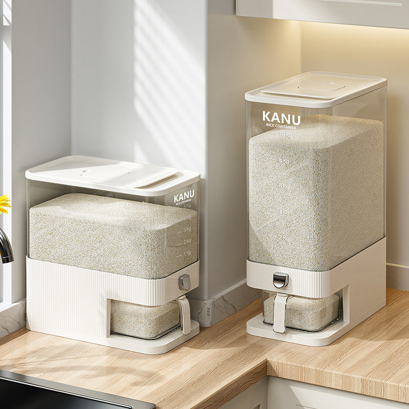 Rice bucket press-type automatic rice delivery household insect-proof and moisture-proof sealed rice storage tank large-capacity rice noodle miscellaneous grain storage bucket