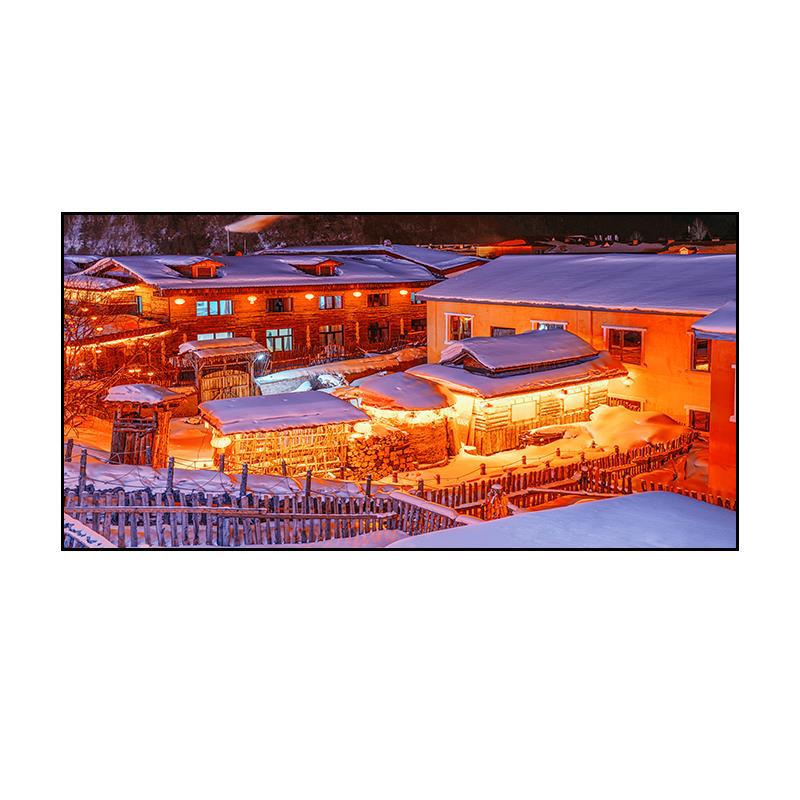Northeast snow landscape decorative painting rural folk landscape wall painting iron pot stew restaurant farmyard light box hotel hanging painting