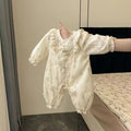 Spring outfit chic romper baby girl floral jumpsuit double layer coat princess style newborn clothes