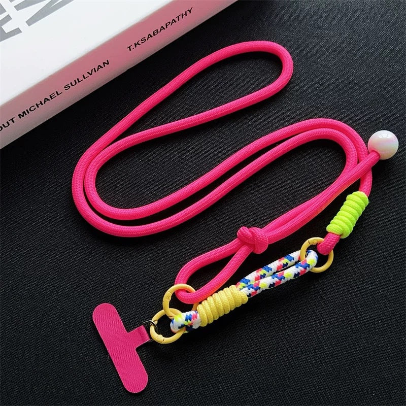 New arrival adjustable hanging neck long braided rope multi-functional wrist patchwork rope k-styletrendy color ball outdoor anti-lost
