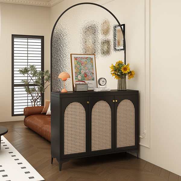 [Stable solid wood board] Home entrance cabinet shoe cabinet living room rattan partition retro screen light luxury high-end opposite