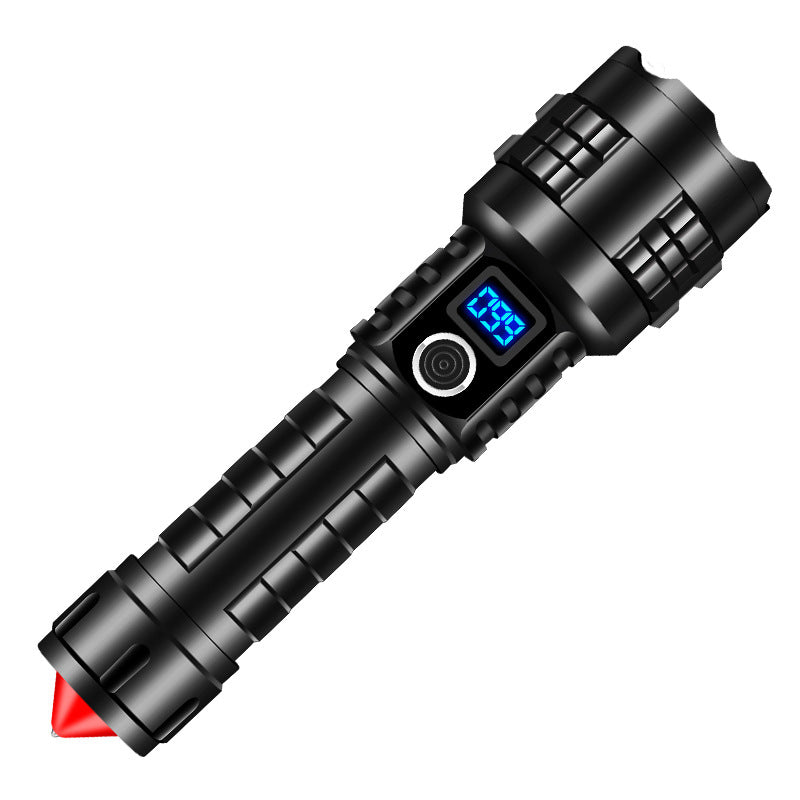 Customized hot-selling white laser exploding strong light flashlight charging outdoor digital display tactical flashlight