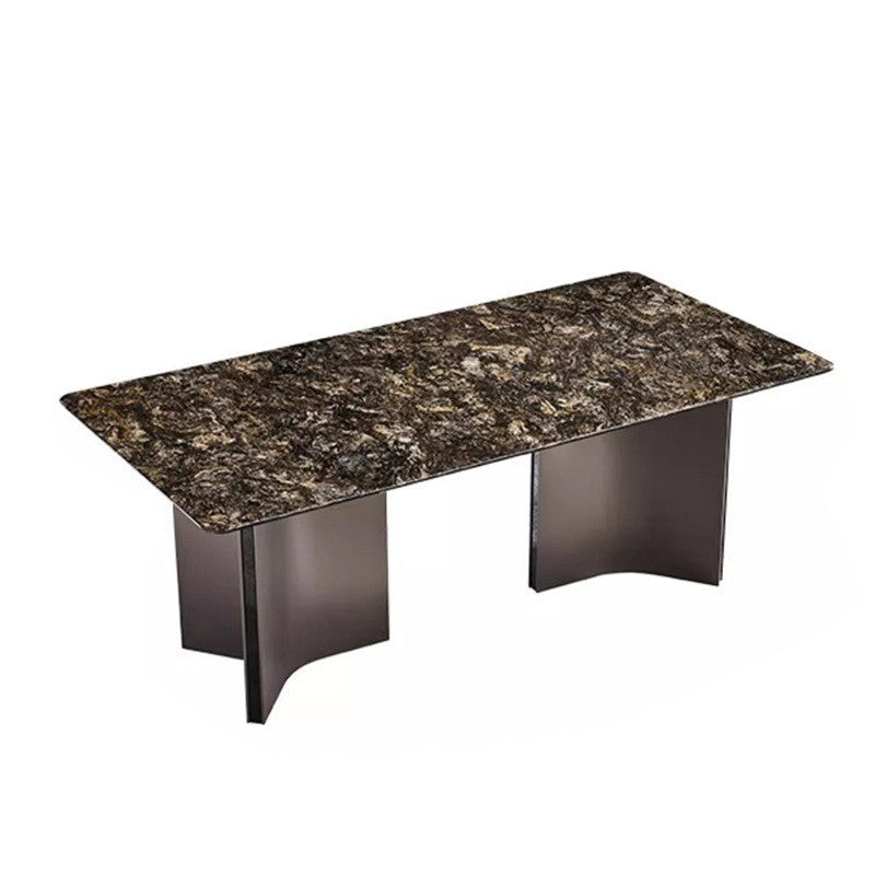 Natural marble dining table and chairs italian normcore large flat floor houseclassy luxury stone rectangular dining table